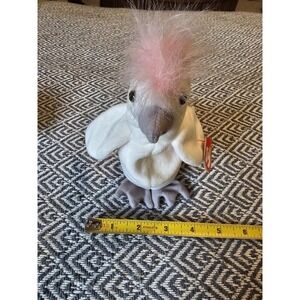 Vintage 1997/1998 Ty Beanie Babies "Kuku" the Pink & White Parrot Bird Plush